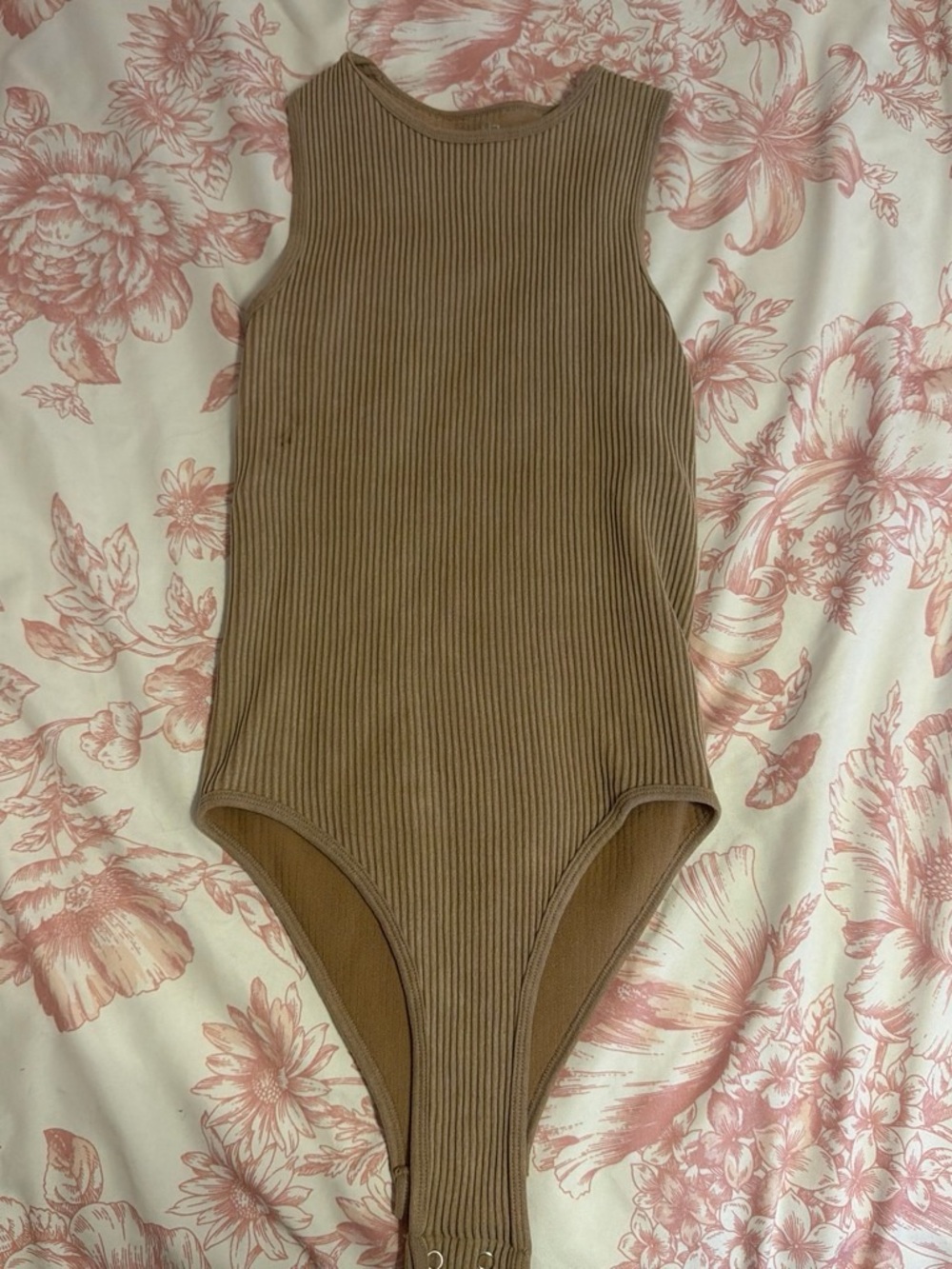 Kids Ribbed One-Piece in Tan - Sleek Sleeveless Bodysuit